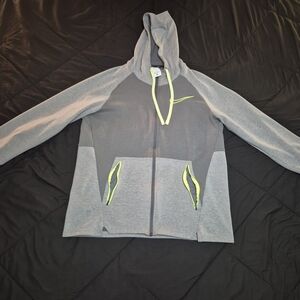 Nike Gray Hoodie with Neon Yellow Drawstrings